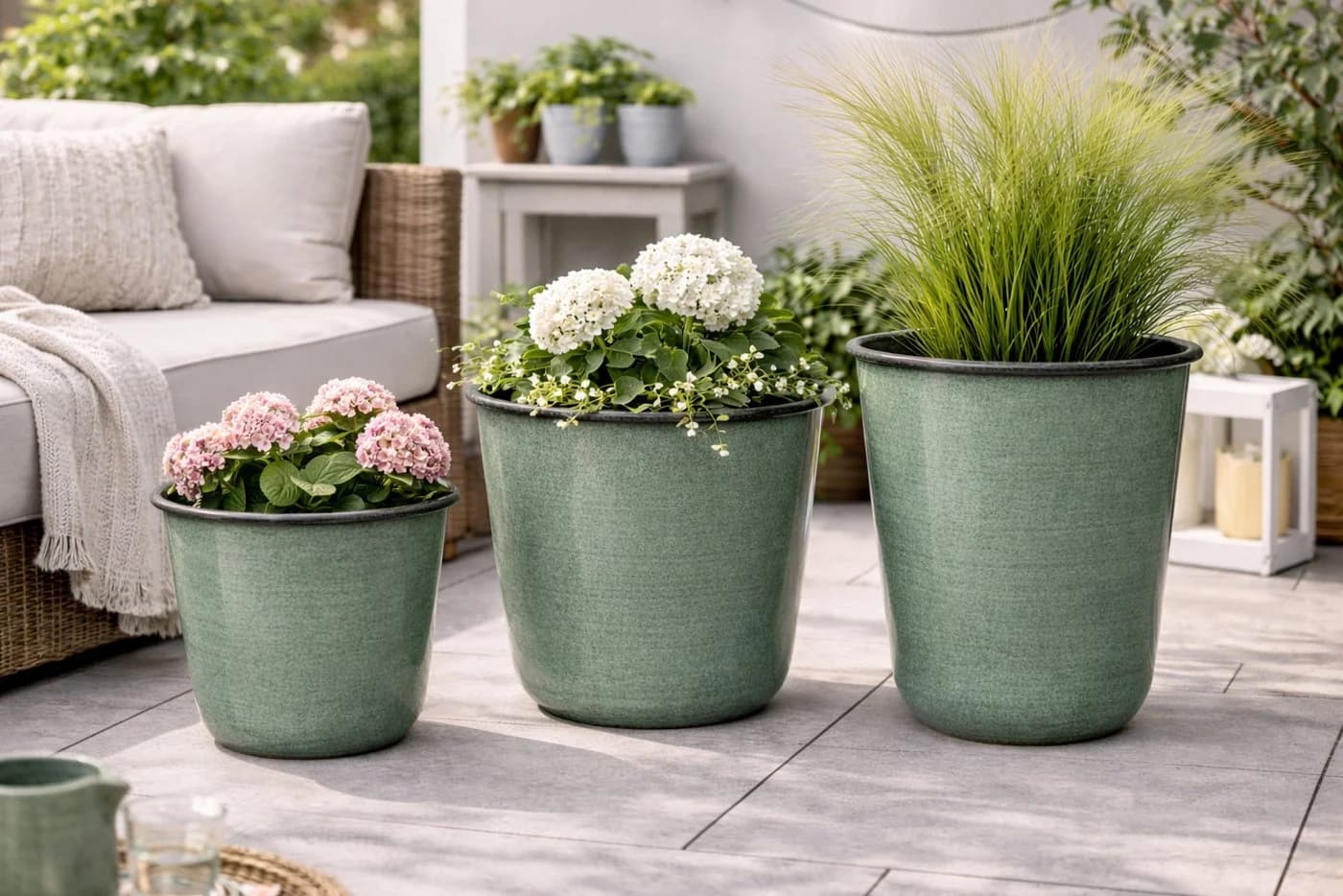 finehomegarden Pflanzkübel Metall Grün Ø23-32cm - Bild 5