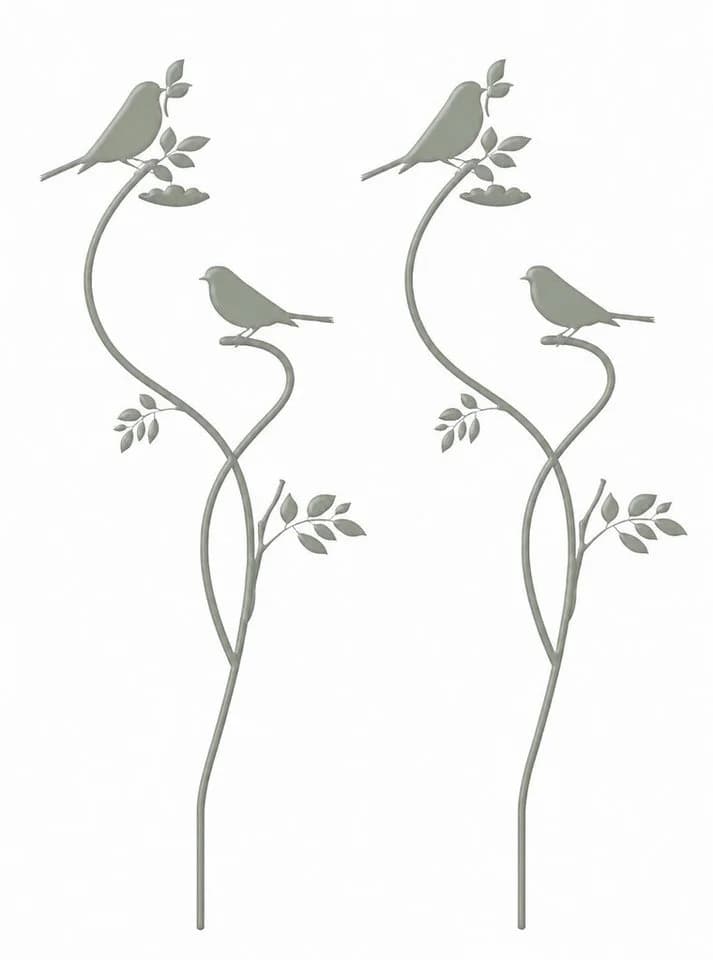 finehomegarden Gartenstecker Vogel 2er Set Metall Grün Skandi Design - Bild 2
