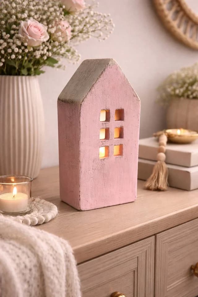 finehomegarden Dekoobjekt Zement Lichterhaus Rosa - Bild 4
