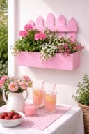 finehomegarden Blumenkasten Holz Zaun-Optik Pink Bild 1