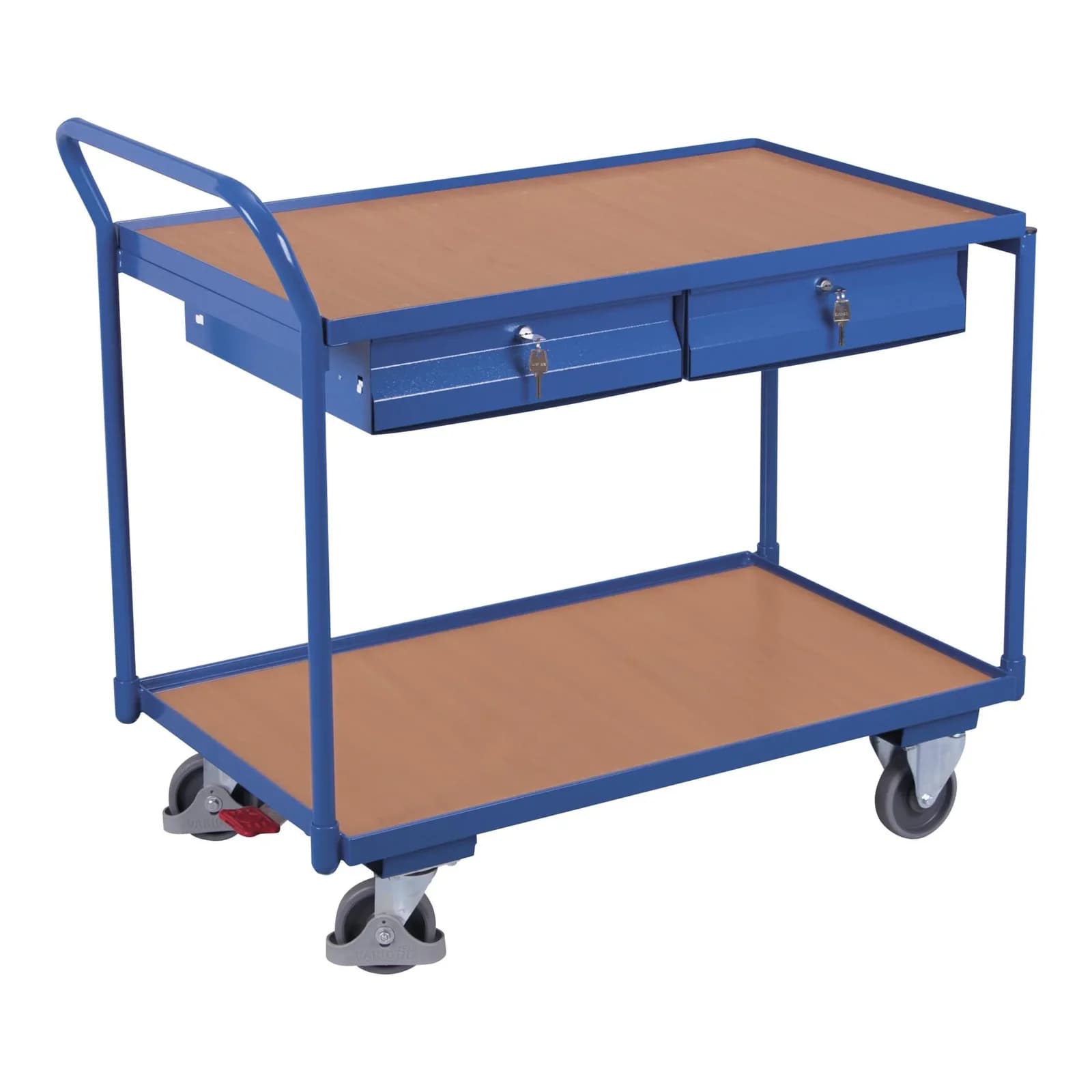 VARIOfit Tischwagen mit 2 Ladeflächen und 2 Schubladen Enzianblau Cordes