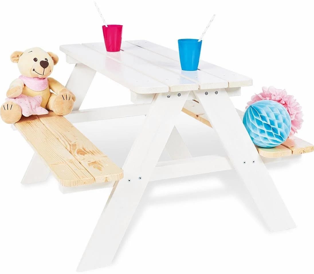 Pinolino Kindersitzgarnitur Nicki für 4 Weiß Tisch mit 2 Bänken - Bild 3