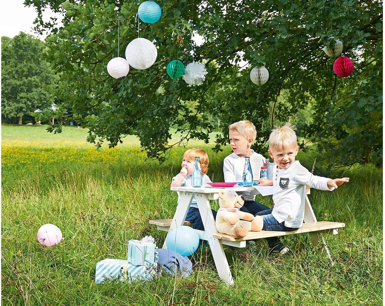 Pinolino Kindersitzgarnitur Nicki für 4 Weiß Tisch mit 2 Bänken - Bild 4