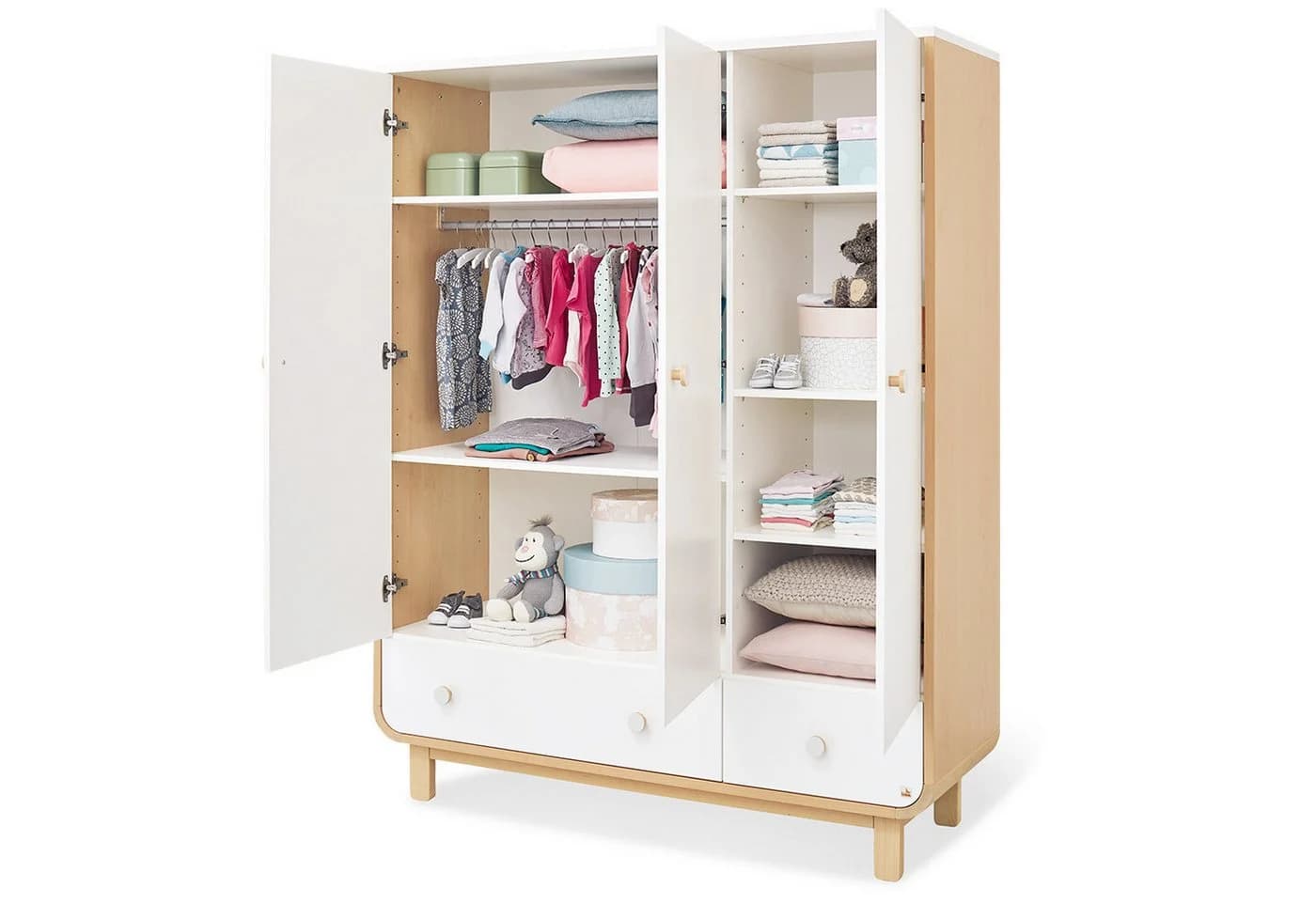 Pinolino® Kinderkleiderschrank 'Round' groß Weiß Retro