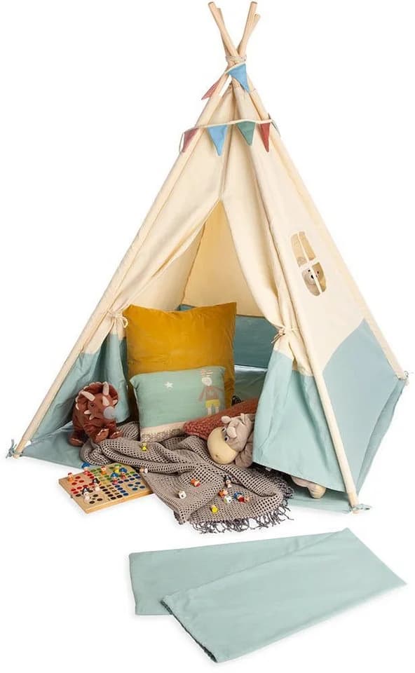 PINOLINO Spielzelt Tipi Yuma Beige/Blau mit Holzstäben - Bild 2