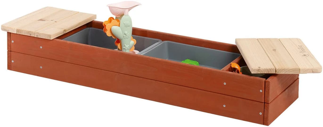 PINOLINO Sandkasten Hedda Rot/Natur Massivholz mit Wannen - Bild 3