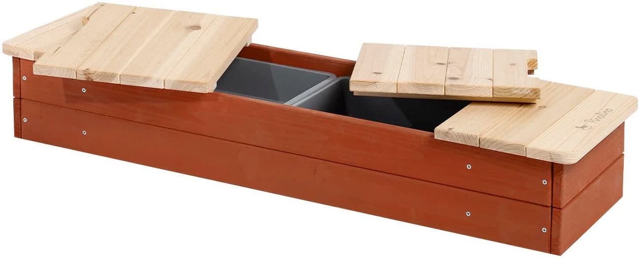 PINOLINO Sandkasten Hedda Rot/Natur Massivholz mit Wannen - Bild 4