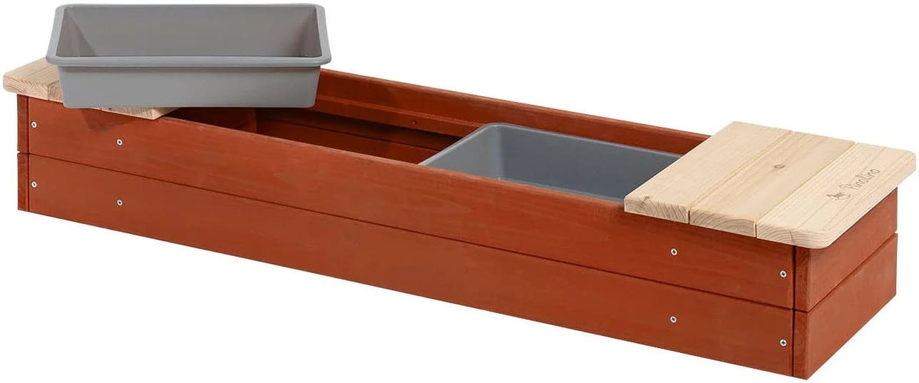 PINOLINO Sandkasten Hedda Rot/Natur Massivholz mit Wannen - Bild 5
