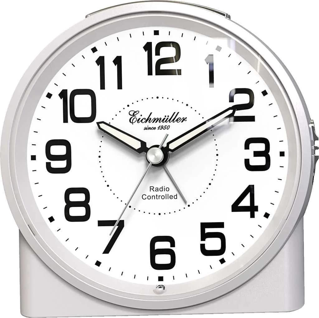 Eichmüller Funkwecker 9890-07 Weiß Analog Funktechnologie