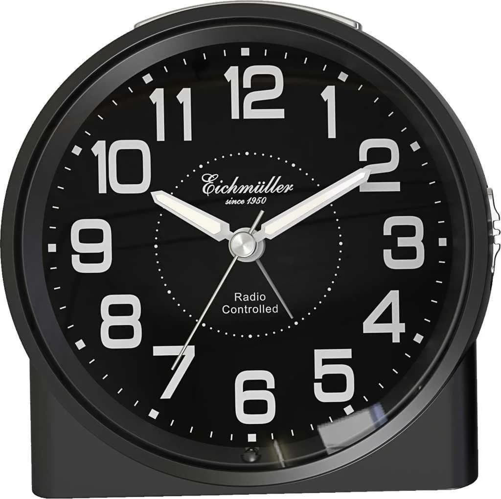 Eichmüller Funkwecker 9890-09 Schwarz Analog mit Funktechnologie
