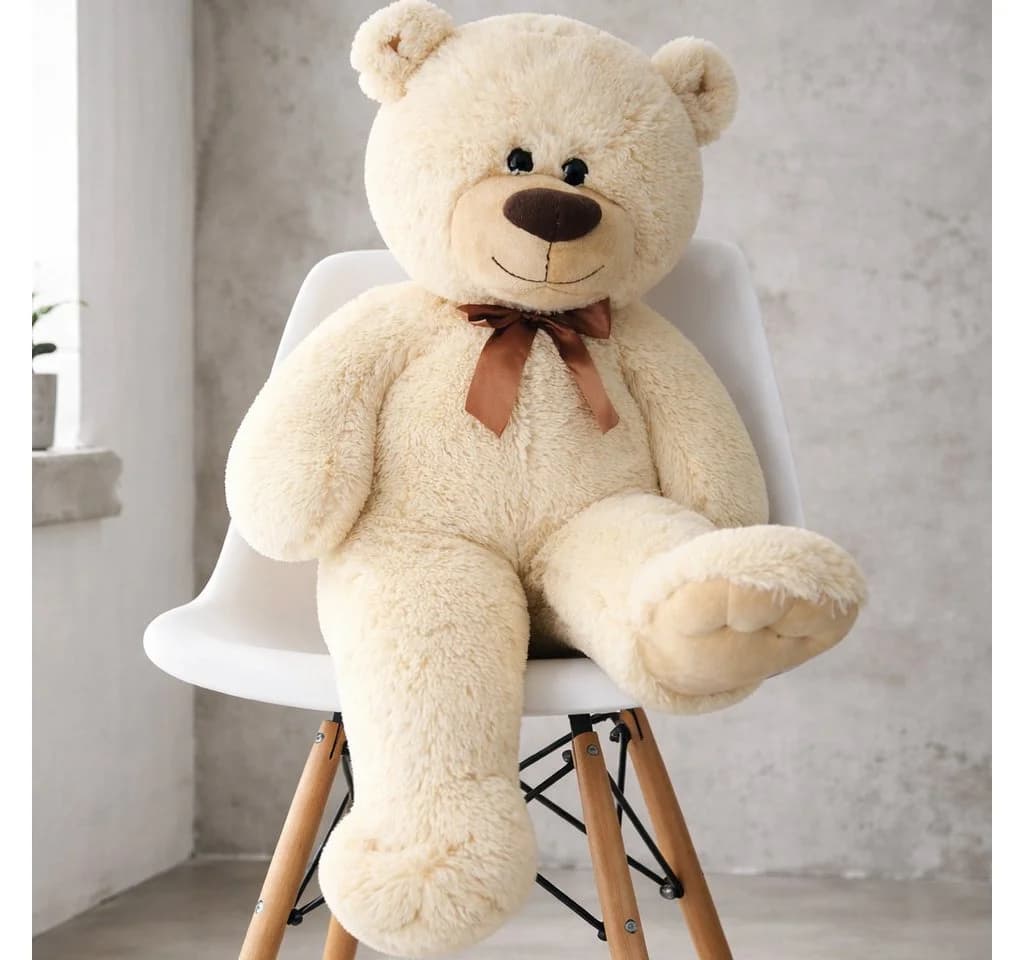 Sweety-Toys Teddybär 80 cm Beige mit Schleife - Bild 2