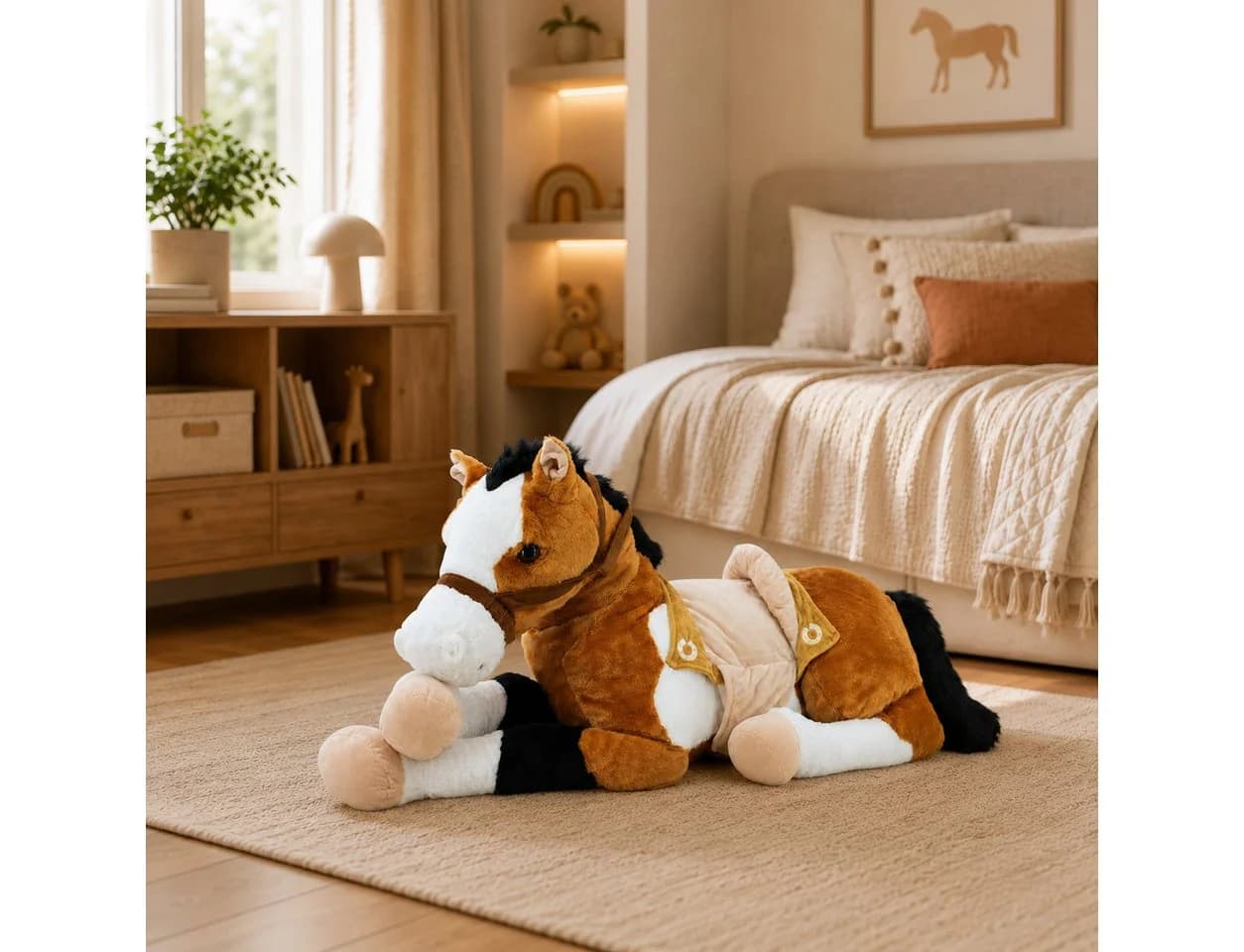 Sweety-Toys Kuscheltier LUCKY Pferd XXL Riesen Pferd liegend mit Sattel Braun - Bild 2