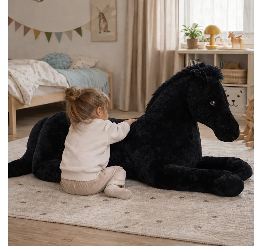 Sweety Toys Plüschpferd 160 cm Schwarz XXL Kuscheltier - Bild 2