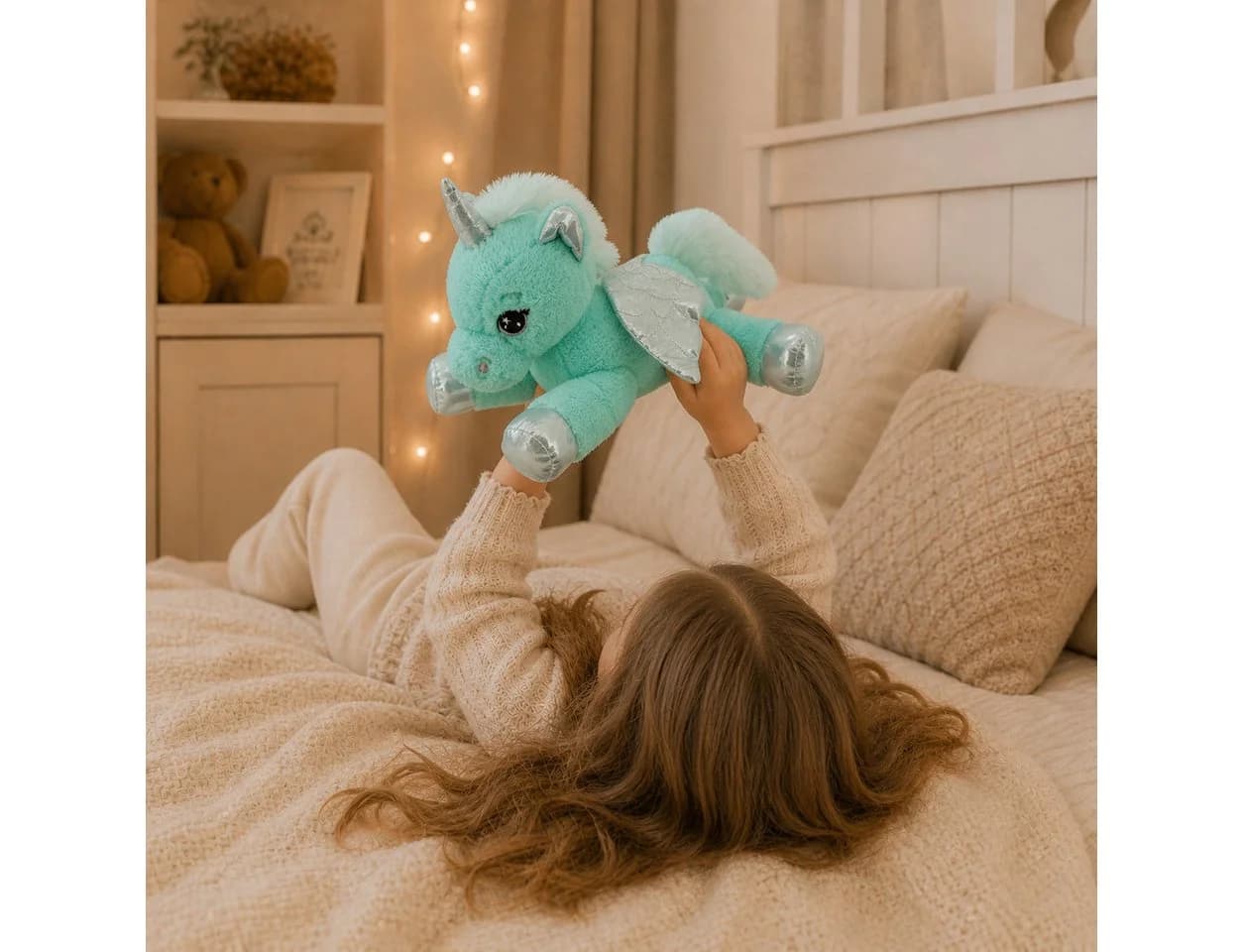Sweety-Toys Kuscheltier Einhorn Plüschtier türkis-Mint 34 cm - Bild 2