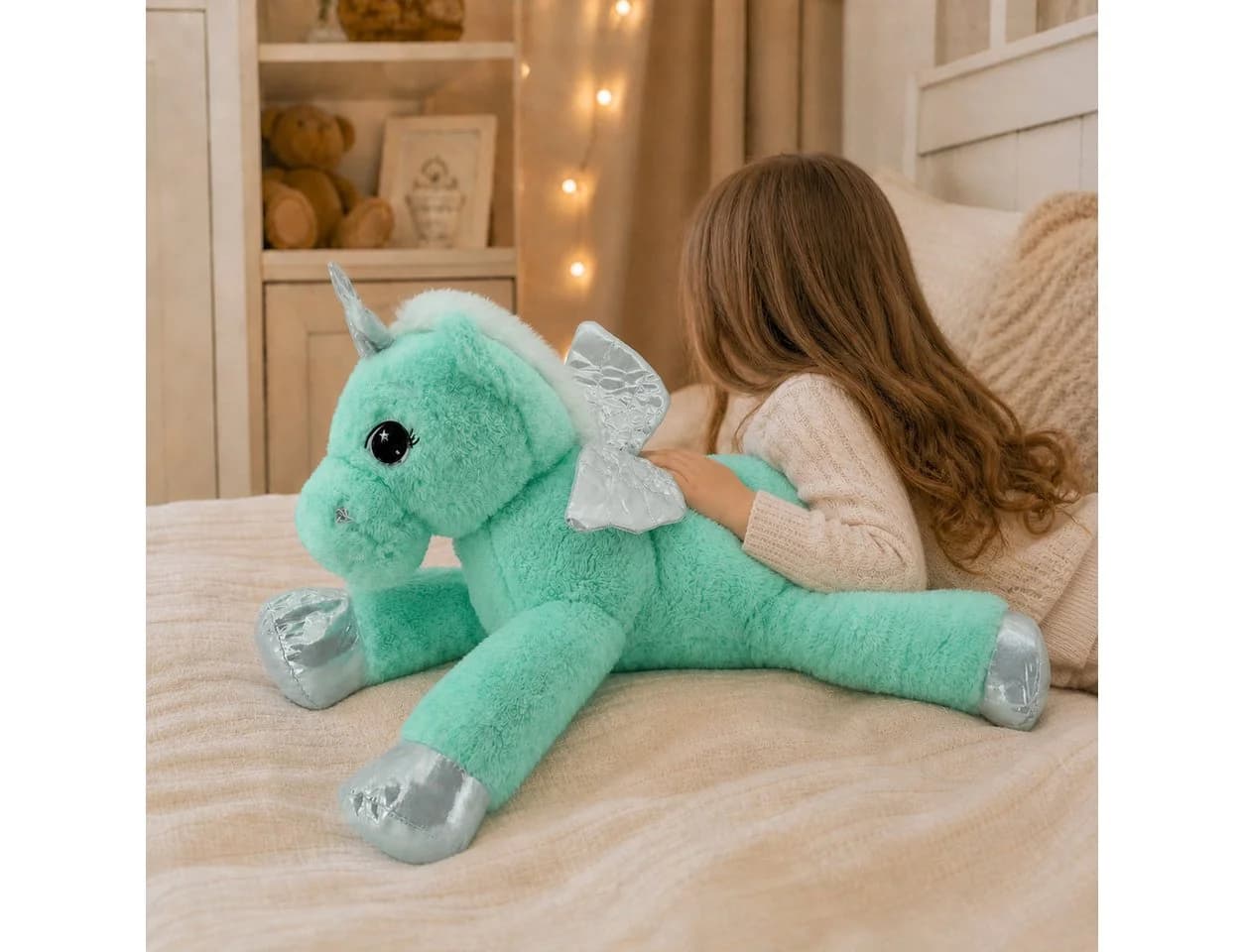 Sweety-Toys Kuscheltier Einhorn Plüschtier 65 cm Türkis Mint - Bild 2