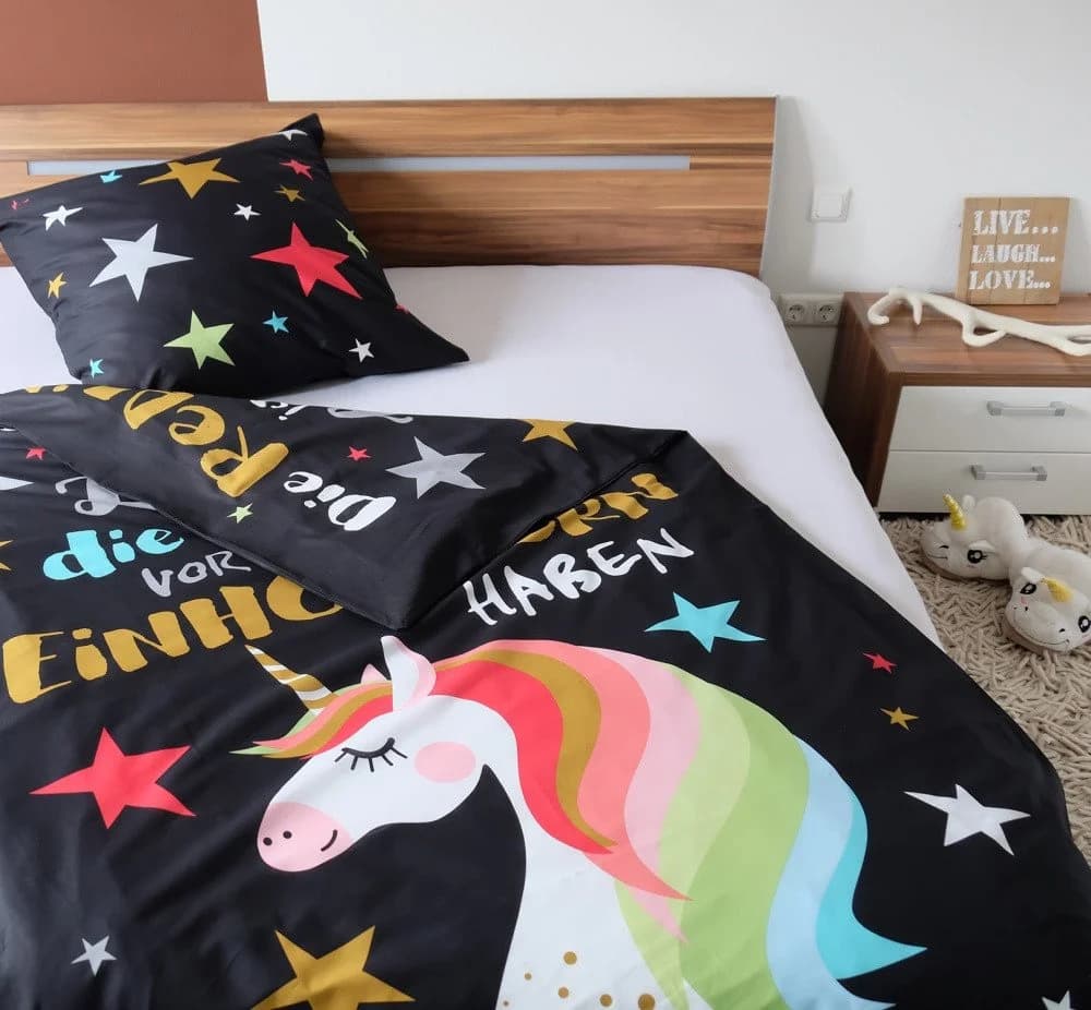 Sheepworld Einhorn-Bettwäsche Set 135x200 cm mit Kissenbezug
