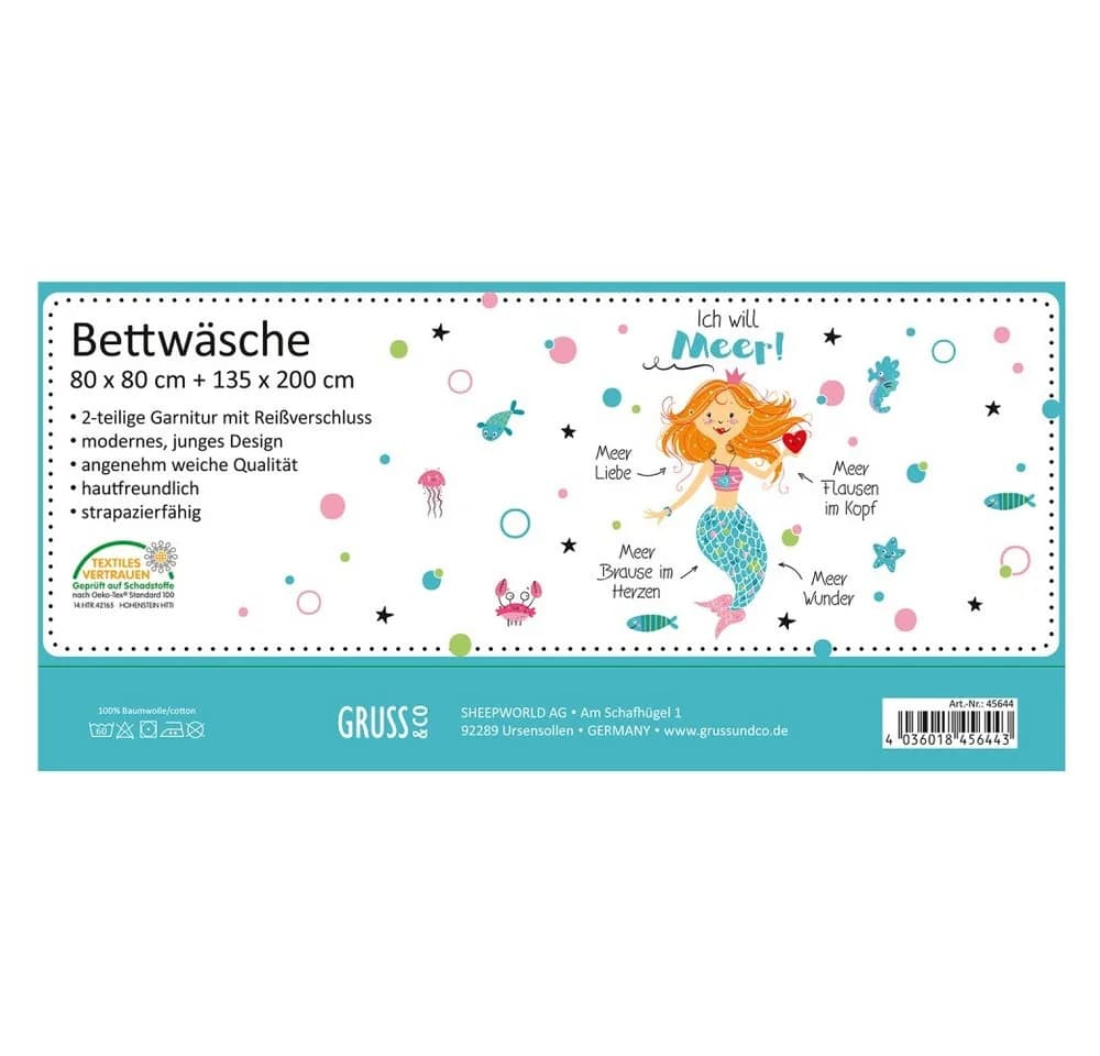Sheepworld Bettwäsche »Fräulein Meer« Türkis 100% Baumwolle - Bild 4