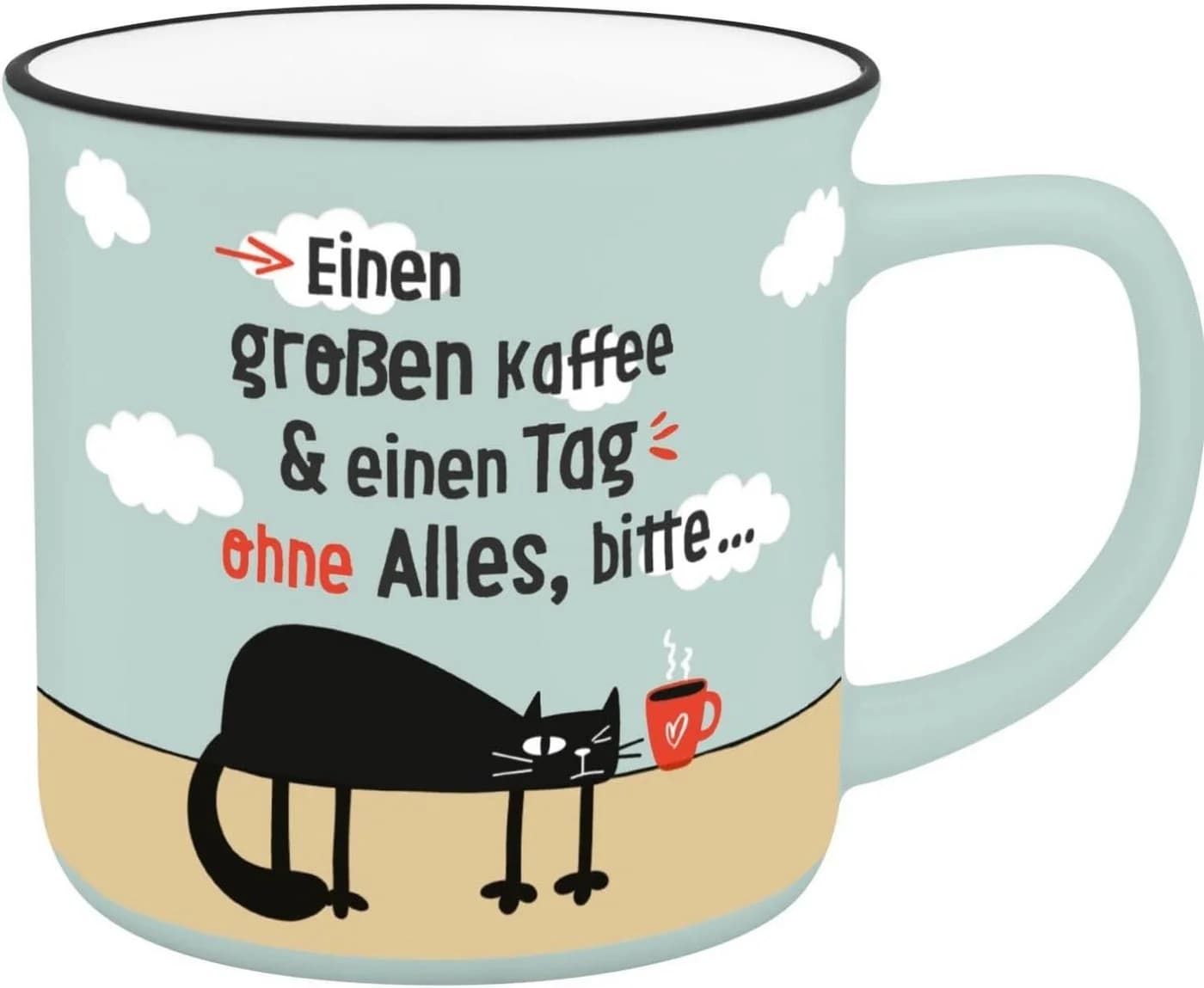 Sheepworld Becher Emailloptik "Einen großen Kaffee & einen Tag ohne Alles, bitte..."