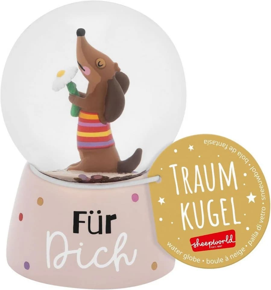 Sheepworld Schneekugel Traumkugel DACKEL bunt Glas