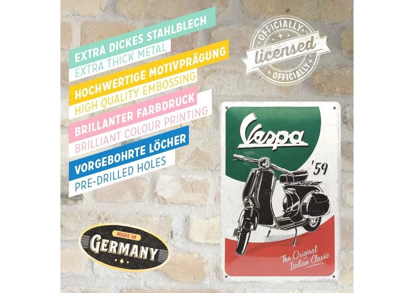 Nostalgic-Art Metallschild Vespa The Italian Classic - Bild 4