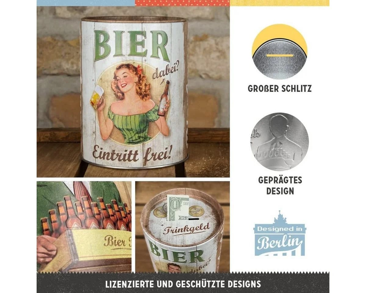 Nostalgic-Art Spardose Trinkgeld-Bierkasse Bunt Stahlblech - Bild 3
