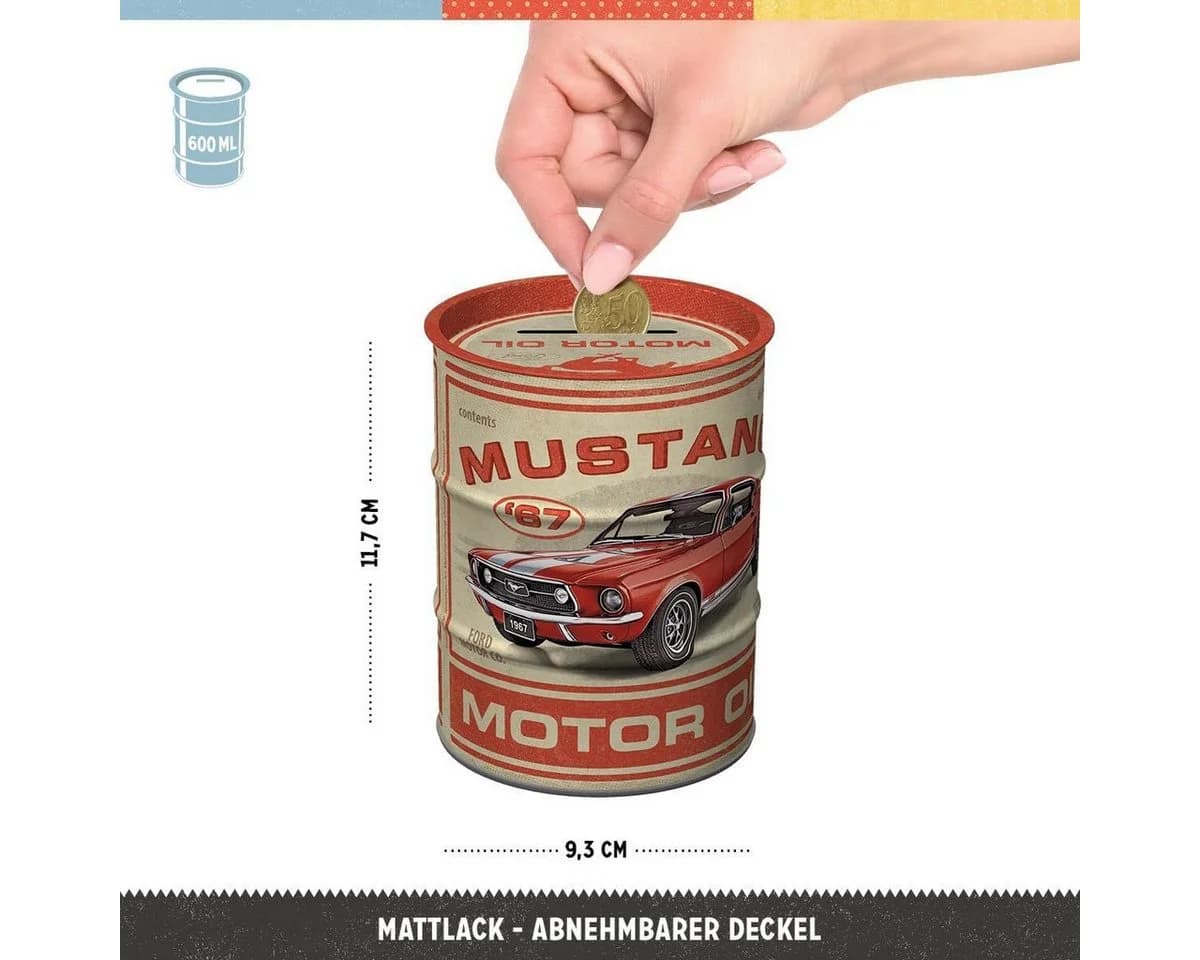 Nostalgic-Art Spardose Ölfass Ford Mustang GT 1967