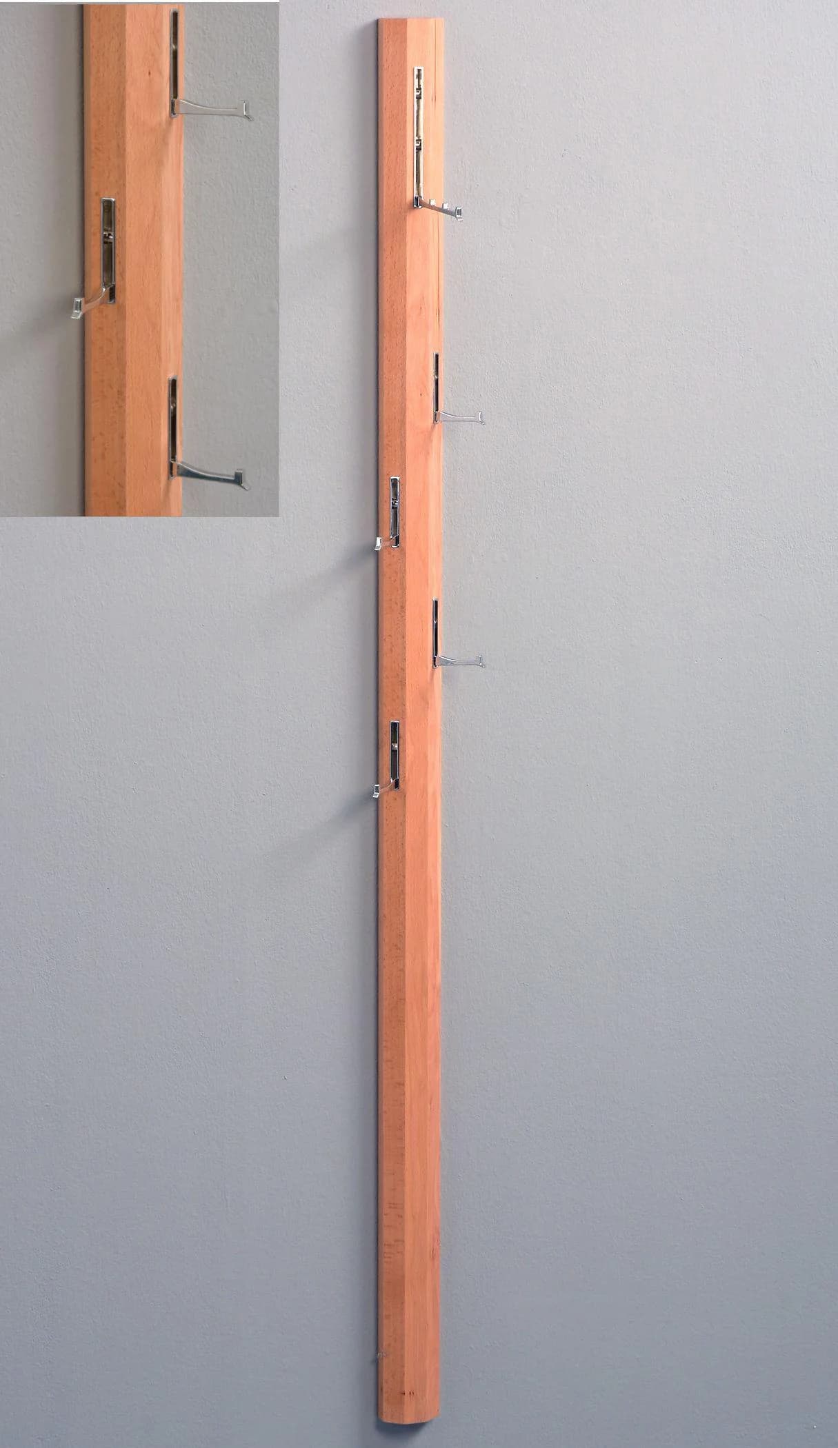 M2 Beauté Garderobenpaneel Palo Wandgarderobe mit Klapphaken aus Massivholz