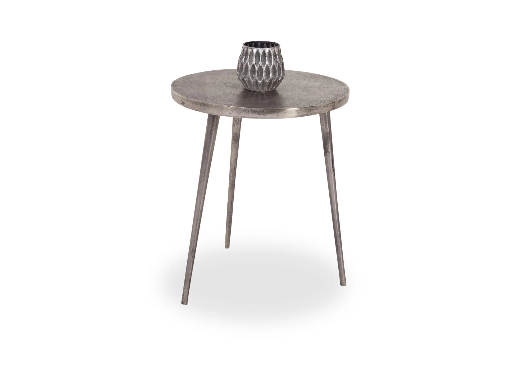 M2 KOLLEKTION Beistelltisch MINERVA 1 Grau Metall Nickeloptik