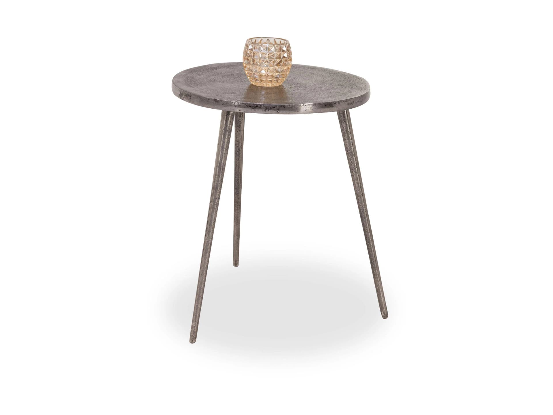 M2 KOLLEKTION Beistelltisch MINERVA 2 Grau Metallguss Nickeloptik