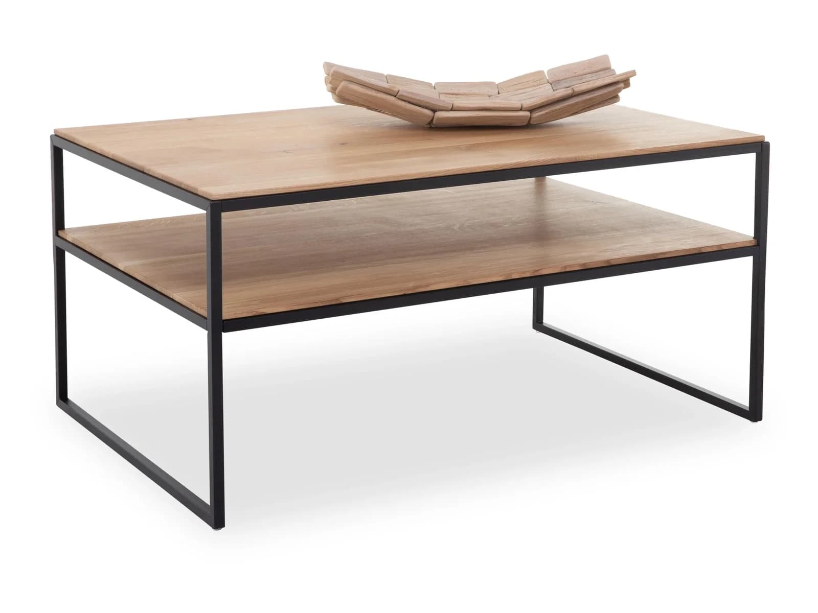 Couchtisch MIKA Wildeiche Massiv Metall Schwarz