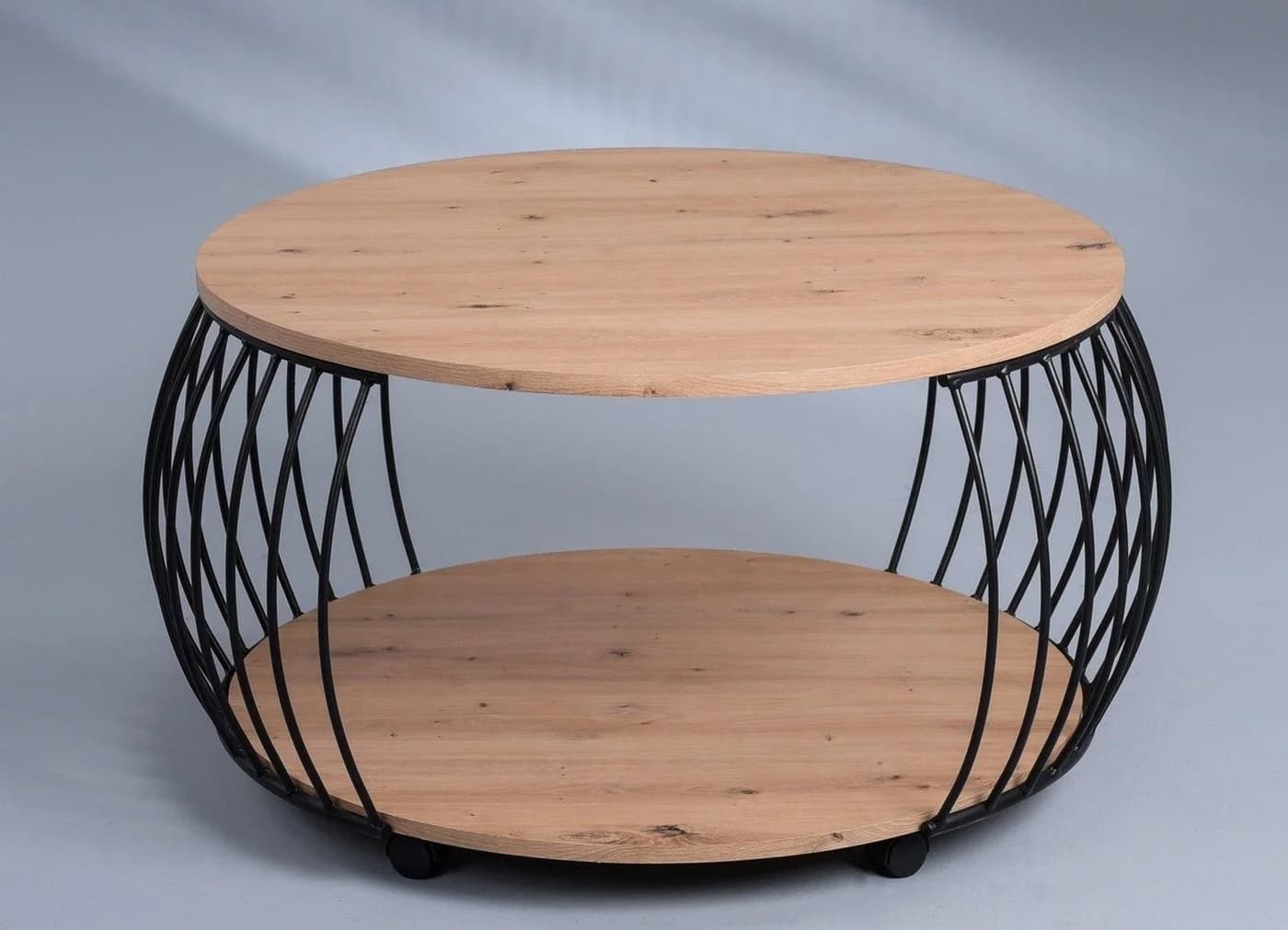 M2 Kollektion Couchtisch PEKING Schwarz Metallgestell mit Rollen