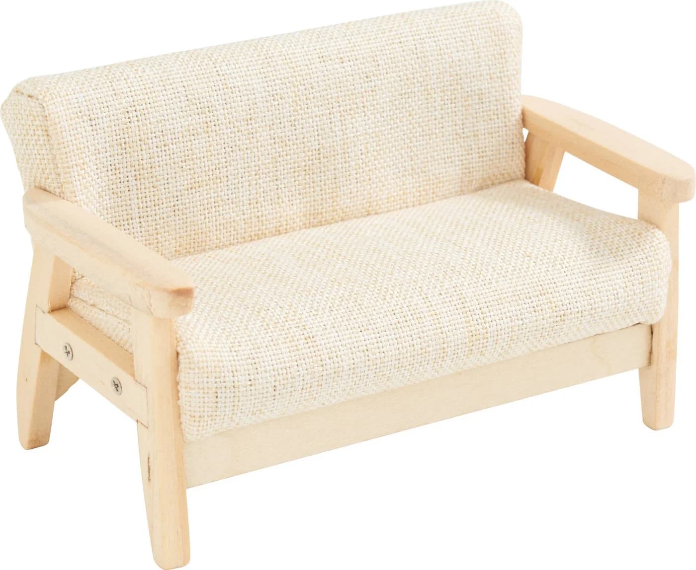 HobbyFun Miniatur Sofa Dekofigur Beige Holz & Stoff