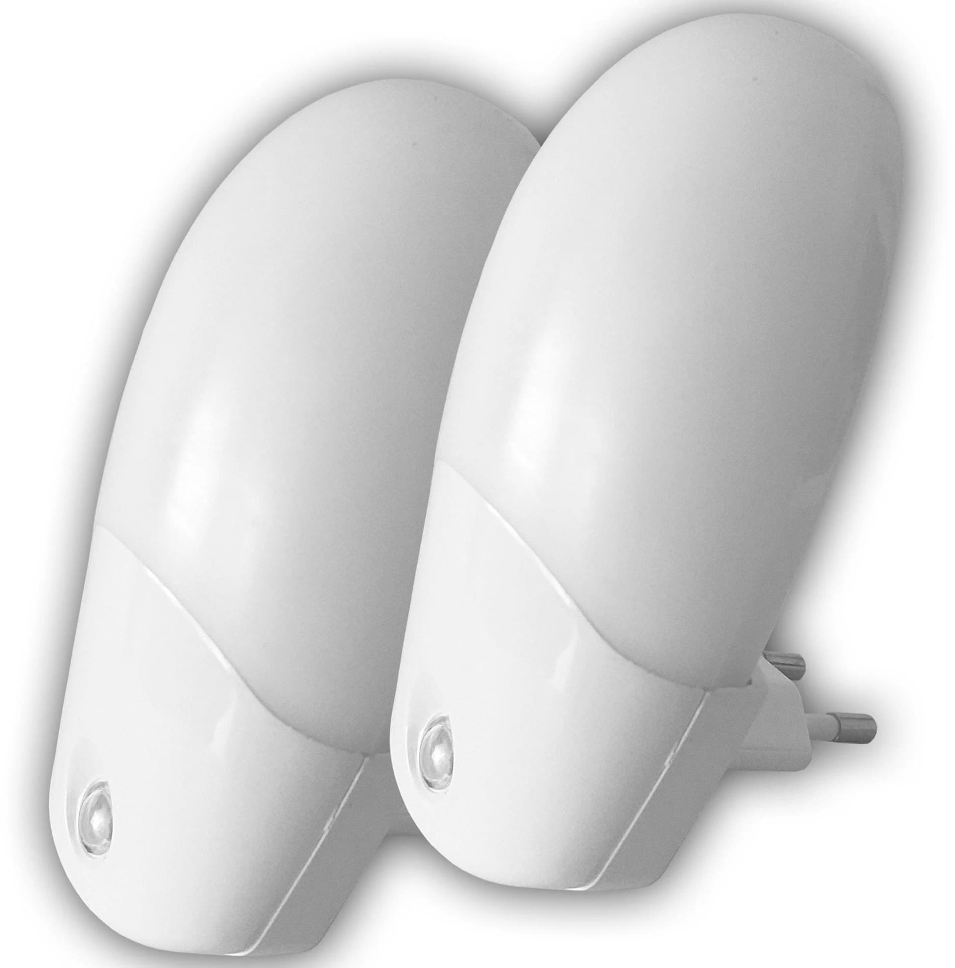 NIERMANN LED Nachtlicht Set 2x Weiß mit Dämmerungsensor & Taschenlampe