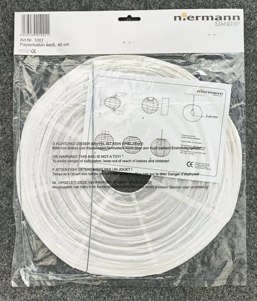 NIERMANN Pendelleuchte Papierballon Weiß Kunststoff - Bild 4