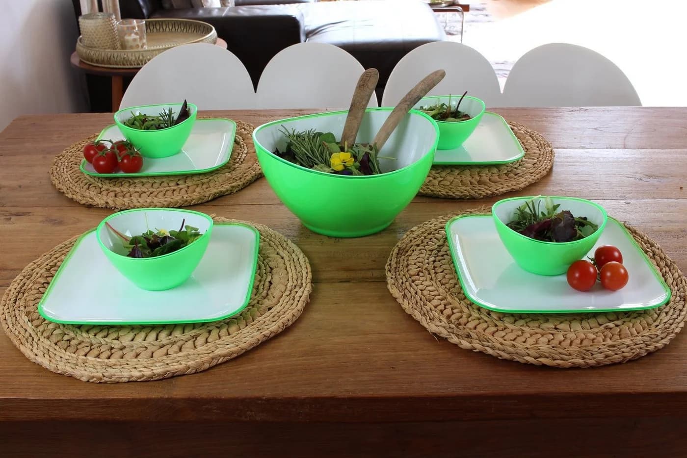 LindenBerg Salatschüssel Set 4-teilig Grün Stapelbar BPA-frei - Bild 3