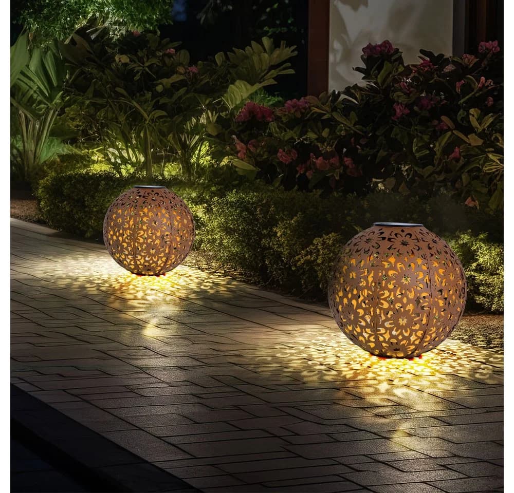 Expo Börse Solarleuchte 3er Set Rostfarben LED Warmweiß Garten - Bild 4