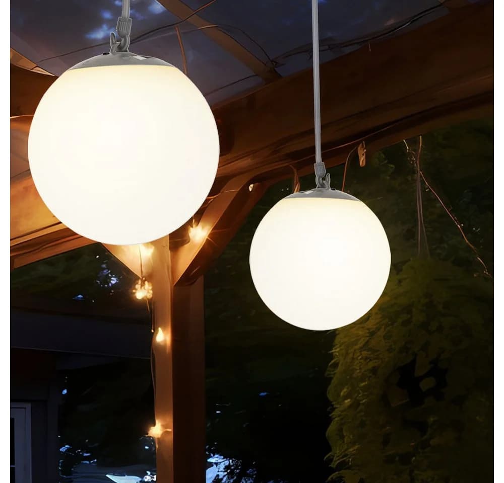 Expo Börse Solarlampe Pendelleuchte Außen 2er Set Weiß