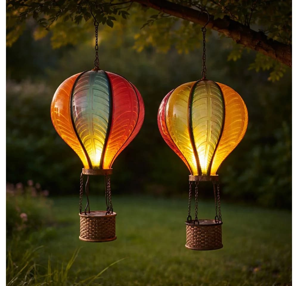 Expo Börse Solarleuchte Heißluftballon 2er Set Bunt LED Garten - Bild 3