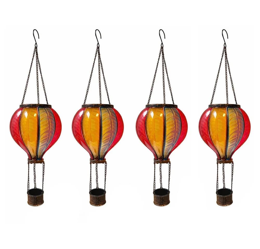 Expo Börse LED Solarleuchte Heißluftballon 4er Set Bunt Warmweiß