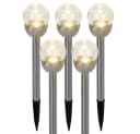 Expo Börse 5x LED Solarsteckleuchte Edelstahl Glas silber Warmweiß IP44 Bild 1