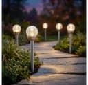 Expo Börse 5x LED Solarsteckleuchte Edelstahl Glas silber Warmweiß IP44 Bild 2