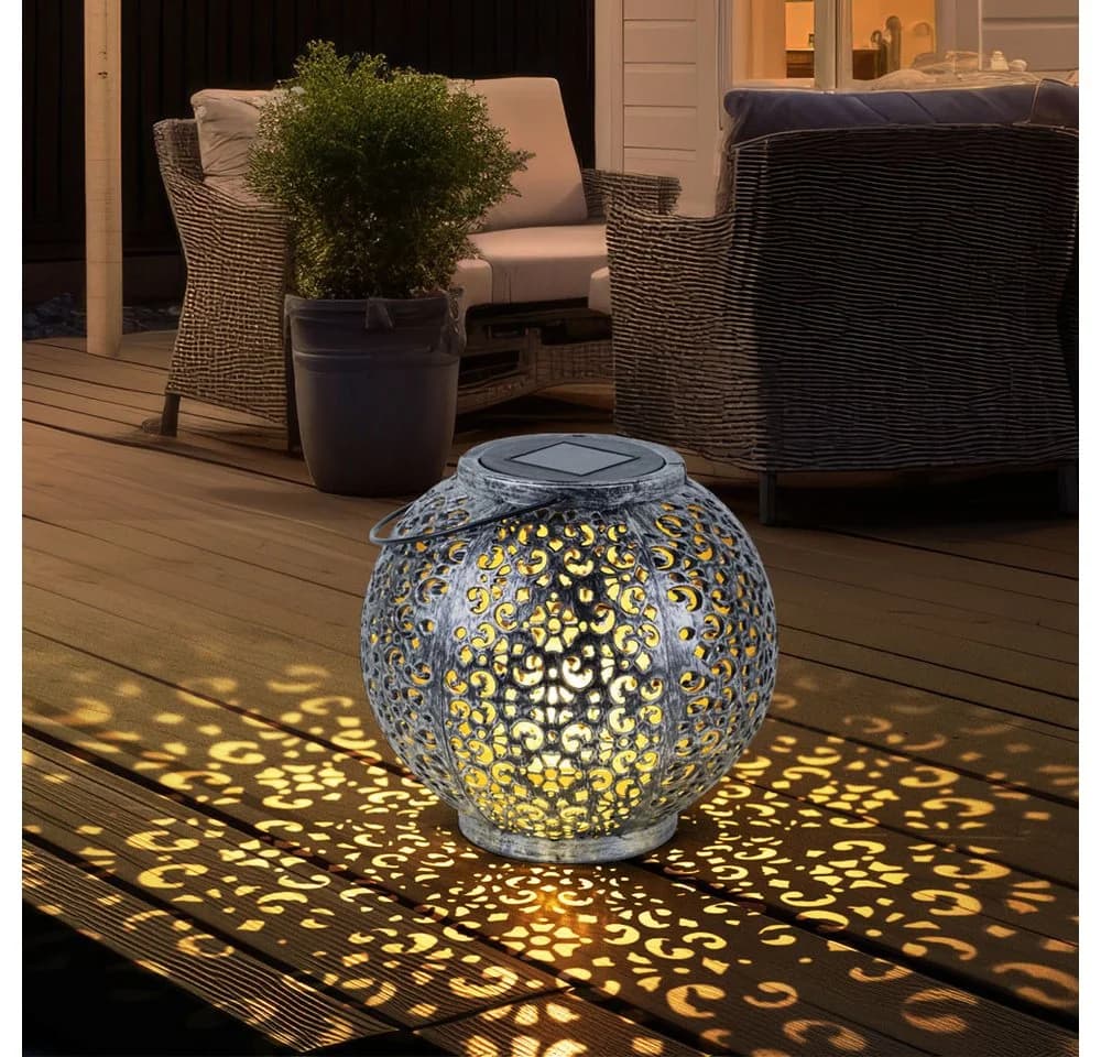 Expo Börse LED Kugelleuchte Solarlampe Warmweiß Schwarz Silber