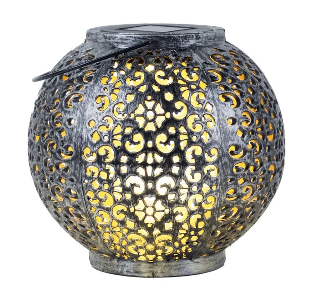 Expo Börse LED Kugelleuchte Solarlampe Warmweiß Schwarz Silber - Bild 2