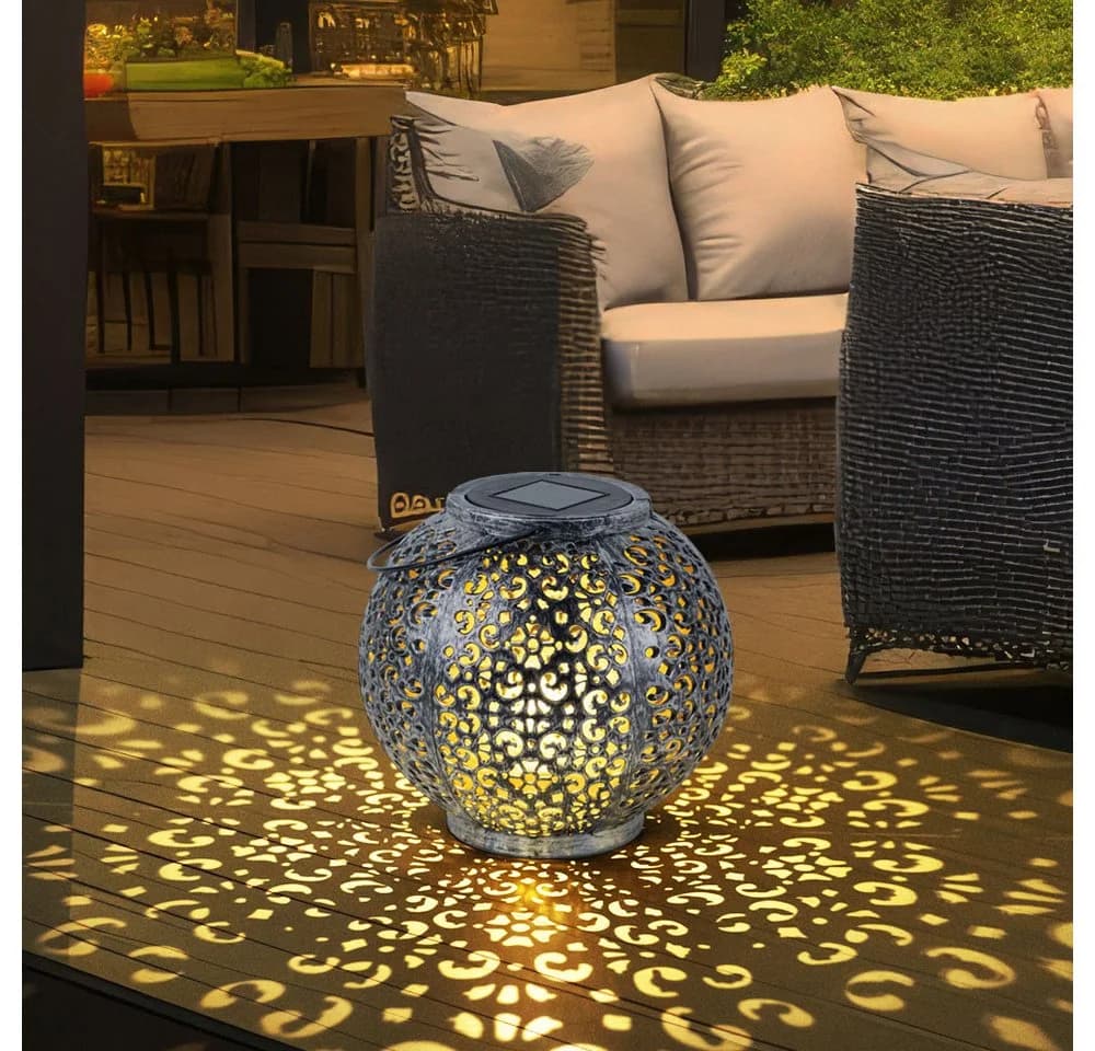 Expo Börse LED Kugelleuchte Solarlampe Warmweiß Schwarz Silber - Bild 4