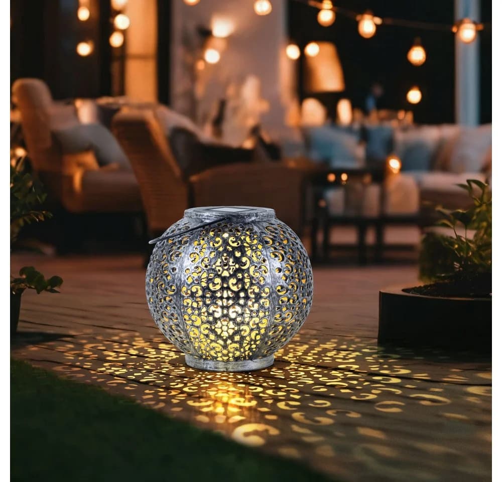 Expo Börse LED Kugelleuchte Solarlampe Warmweiß Schwarz Silber - Bild 5