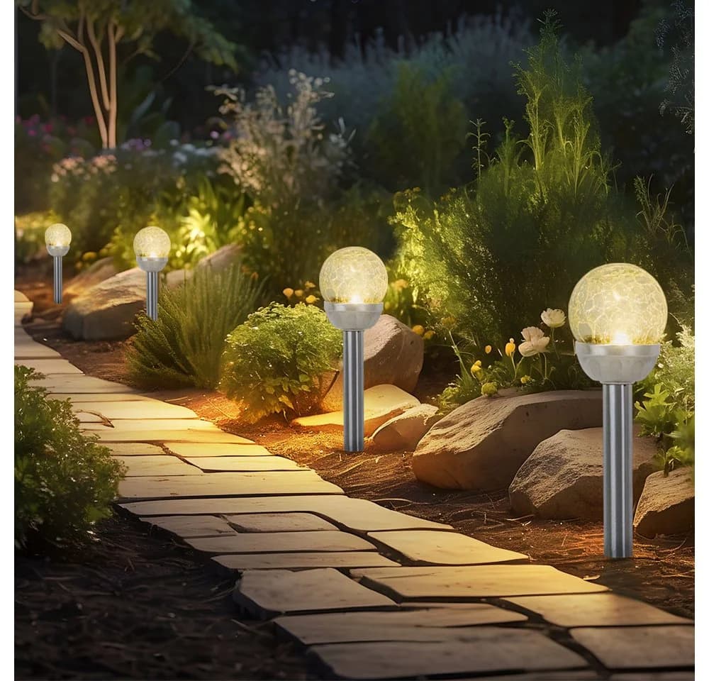Expo Börse LED Solarleuchte 4er Set Warmweiß Gartenlampe - Bild 1