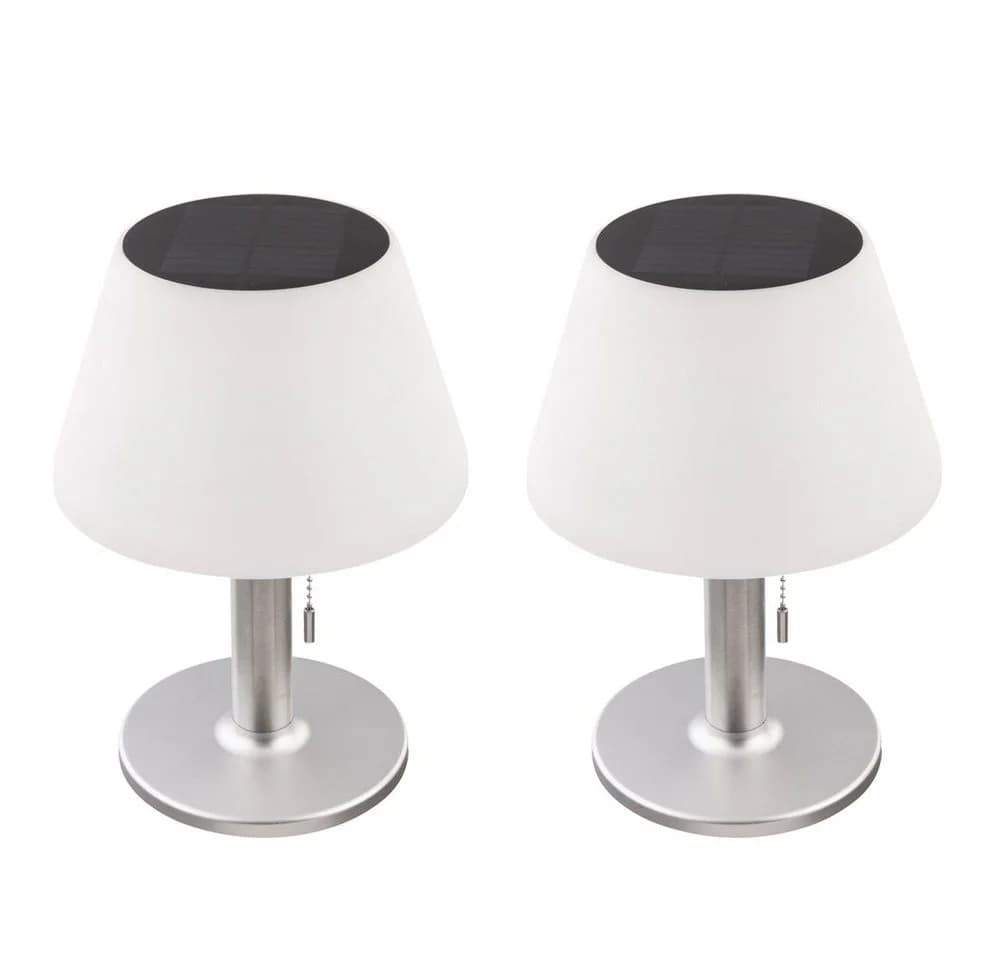 Expo Börse Solar Tischlampe Weiß 2er Set Gartenleuchte LED