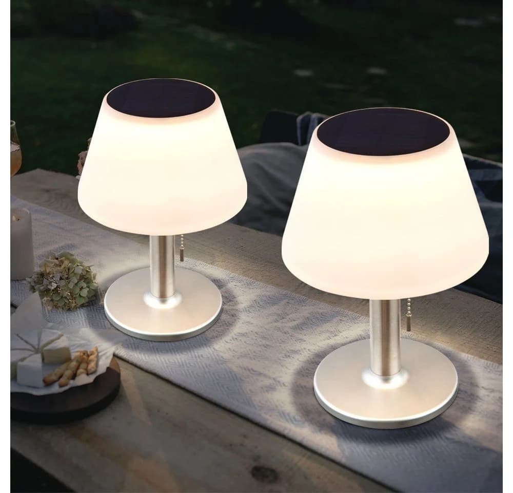 Expo Börse Solar Tischlampe Weiß 2er Set Gartenleuchte LED - Bild 2