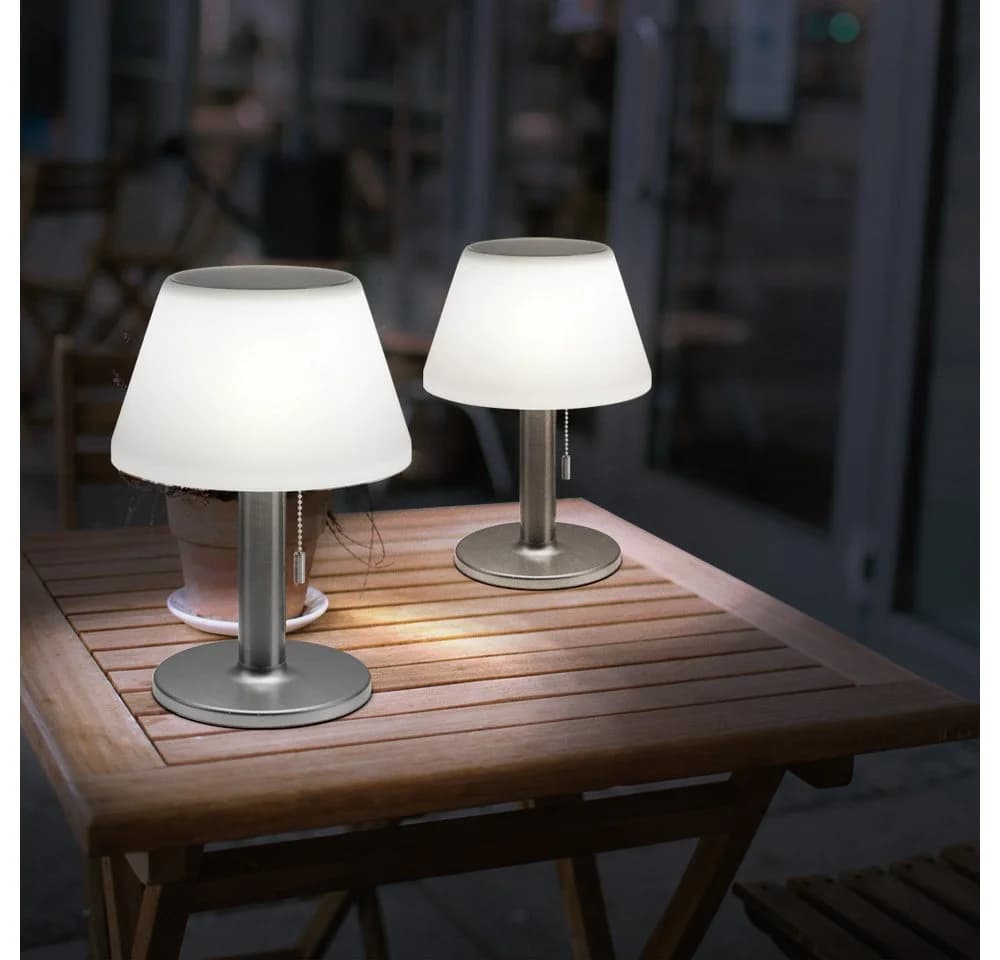 Expo Börse Solar Tischlampe Weiß 2er Set Gartenleuchte LED - Bild 3