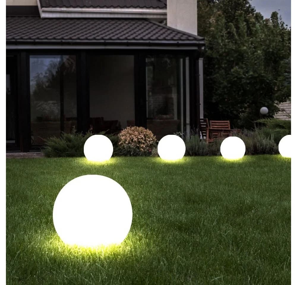 Expo Börse 5x LED Solarleuchte Kugel Garten IP44 Weiß/Schwarz - Bild 3